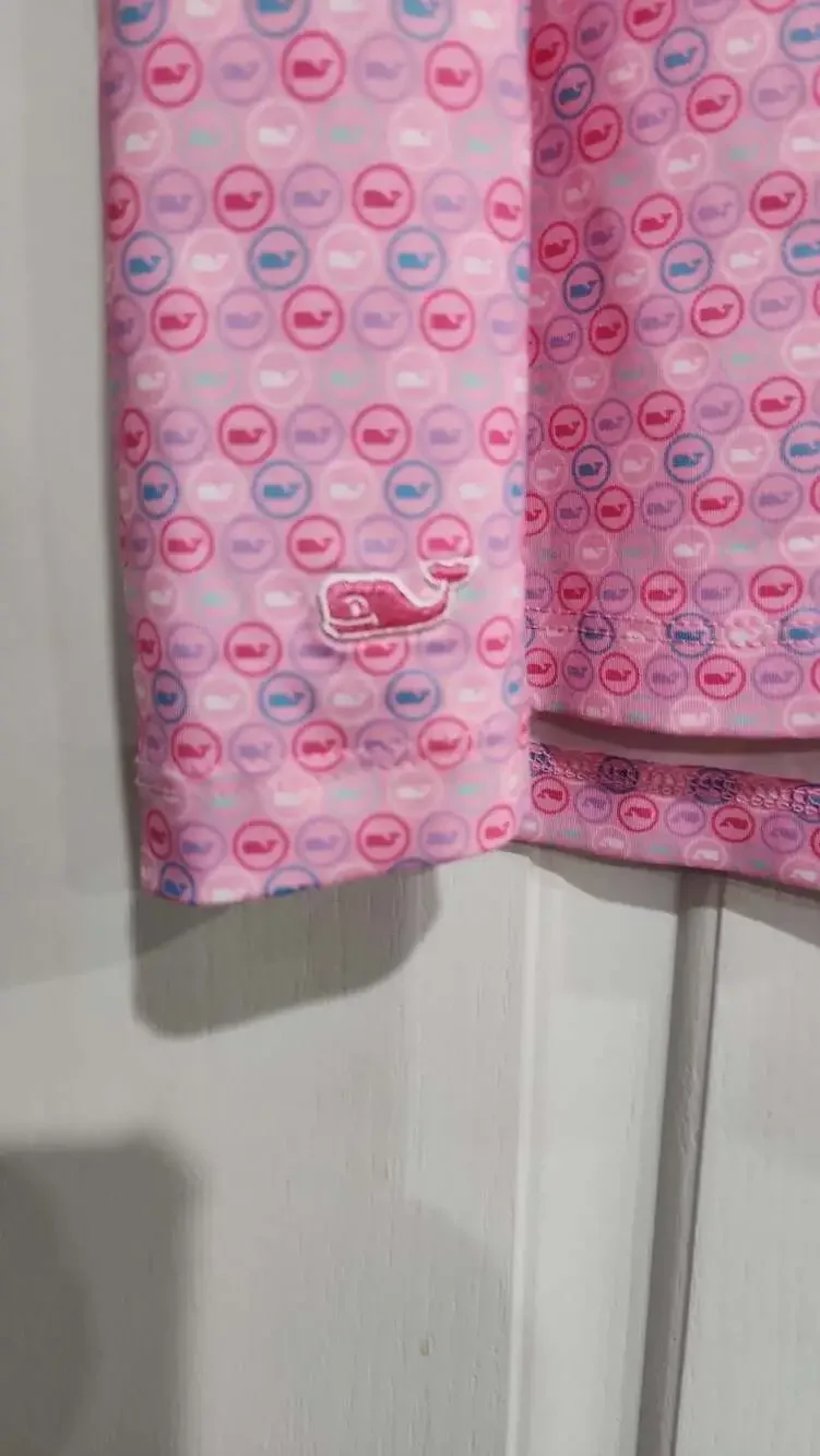 Vineyard Vines Girls Performance Pink Whale Print Dress Size M (10-12)